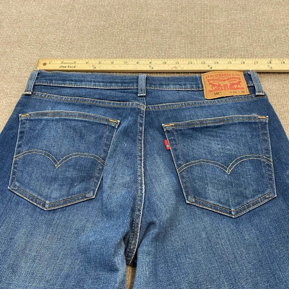 Levi's 541 Jeans Mens Size 33x34 Blue Whiskered‎ Denim Cut Hems Classic Adult
